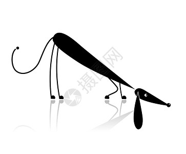 用来设计你设计的有趣的黑色狗小黑狗的轮廓犬类草图小狗宠物卡通片尾巴动物乐趣警卫爪子背景图片
