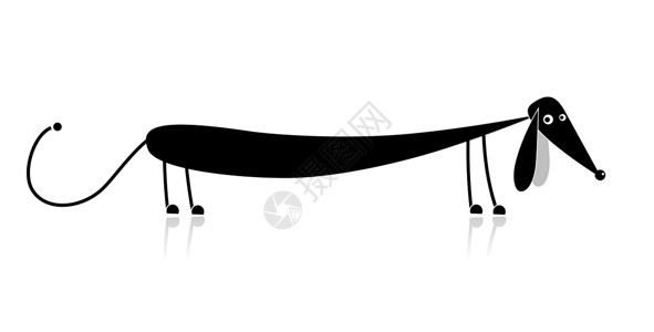 用来设计你设计的有趣的黑色狗小黑狗的轮廓警卫绘画草图电脑哺乳动物尾巴快乐反射幸福猎犬背景图片