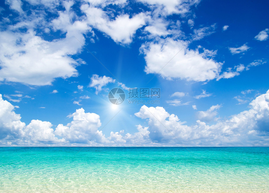 海 海海浪天堂假期蓝色旅行阳光太阳冲浪天空热带图片