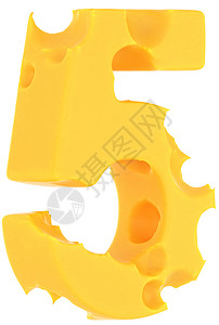 奶酪数字4白色上分离的切色字体 5 个数字背景