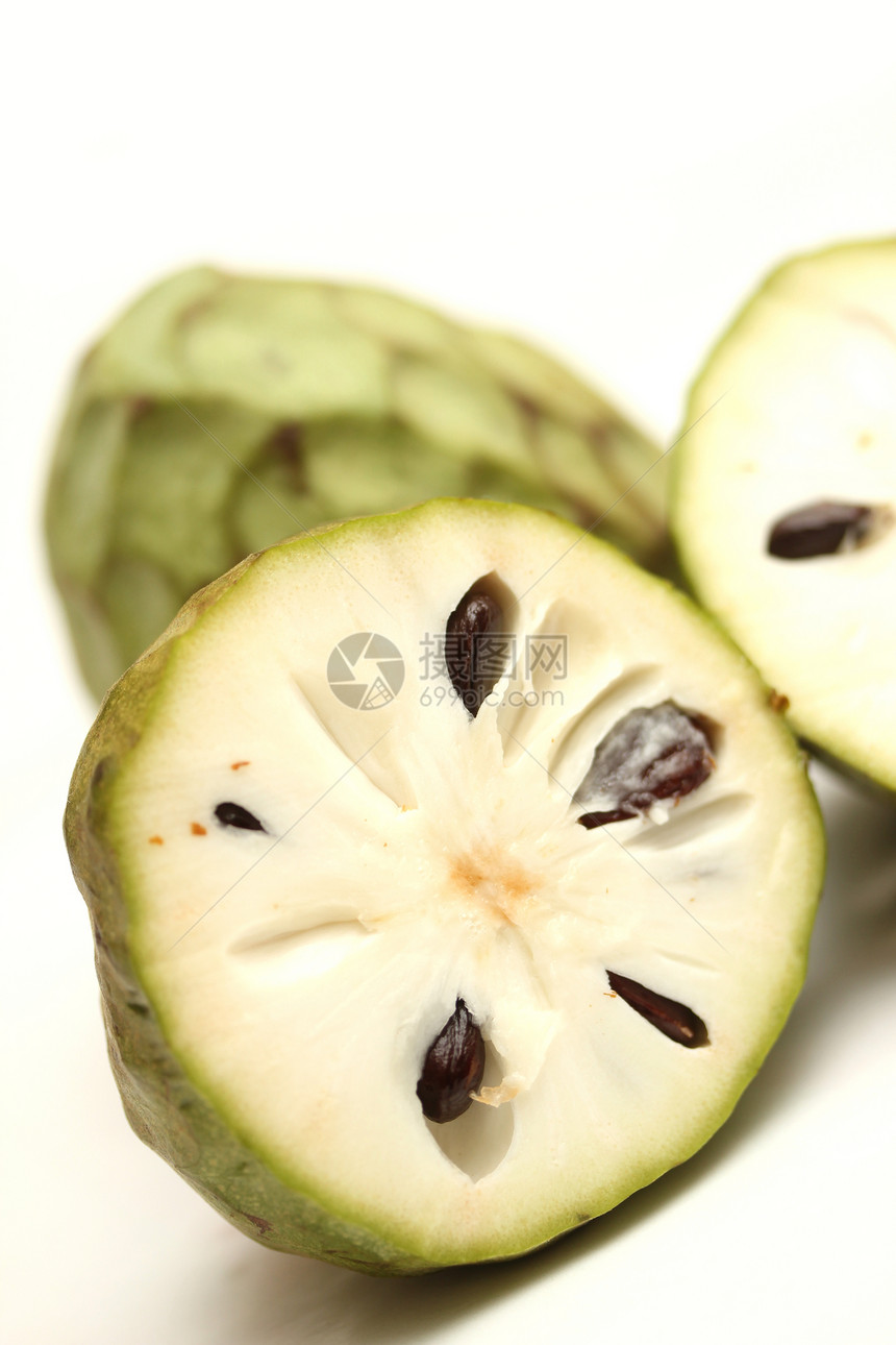 孤立的切罗莫亚水果热带种子绿色维生素荔枝营养白色食物图片