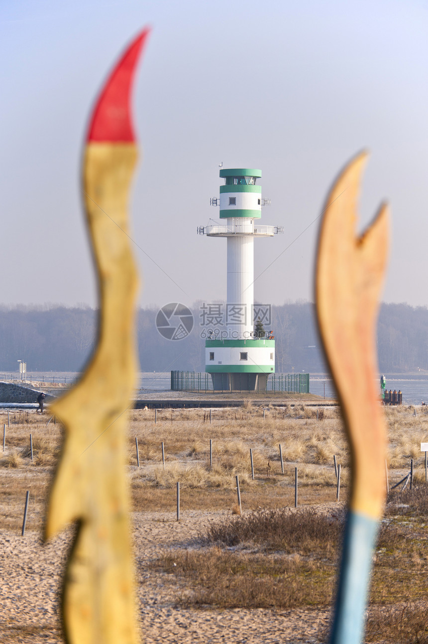 灯塔海岸水雕建筑海事导航地标海滩图片