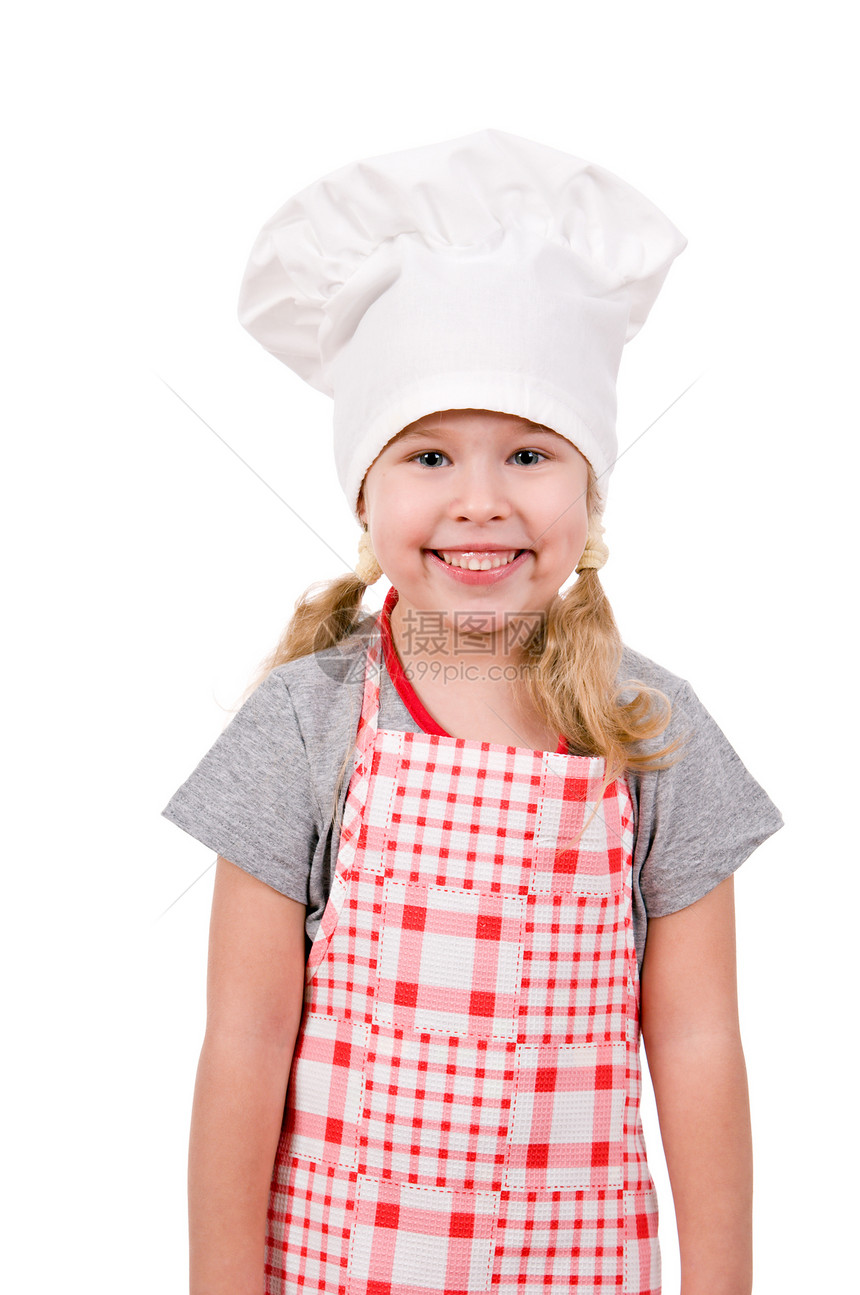 戴厨帽的女孩童年厨师快乐厨房面包师辫子情感帽子孩子乐趣图片