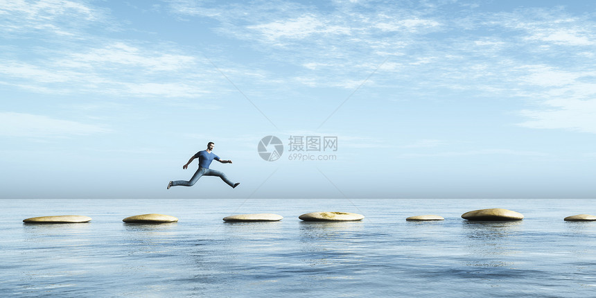 跳跃运动卵石石头反射岩石商业脚步边缘花岗岩海滩图片