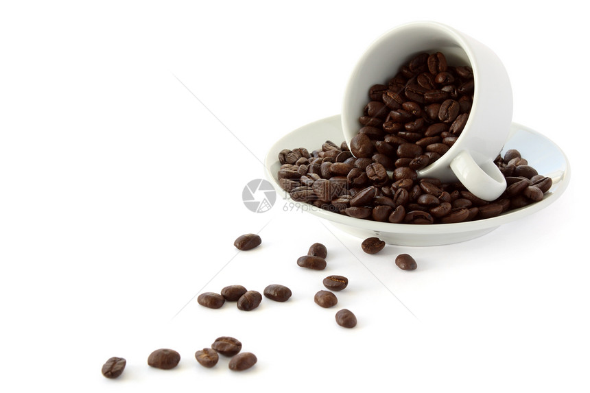 咖啡豆杯力量唤醒粮食味道咖啡店豆子休息黑色兴奋剂白色图片