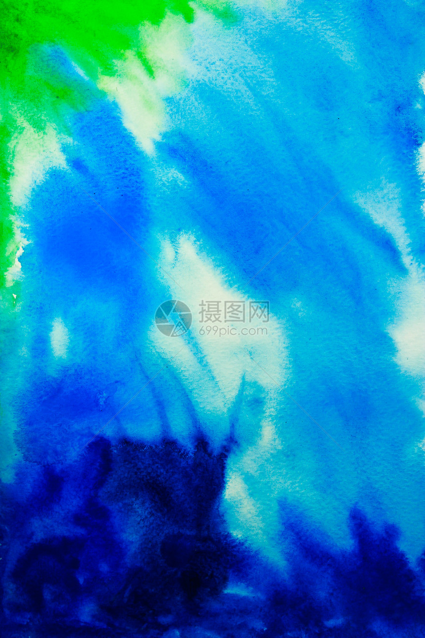 抽象的多彩水色背景刷子绿色框架材料水彩创造力墙纸艺术扫描蓝色图片