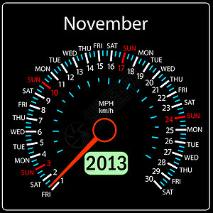 季节表2013日历年速度计车载量为矢量 11月插画