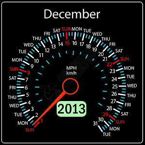 数字仪表素材2013年日历速度计车载量为矢量 12月插画