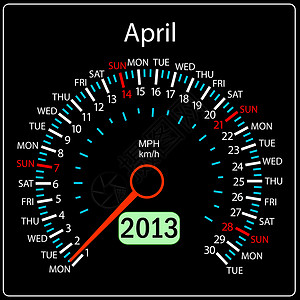 2013年日历速度计车载量为矢量 4月图片