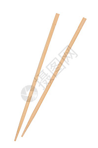 在白色背景上孤立的筷子用具美食竹子文化背景图片