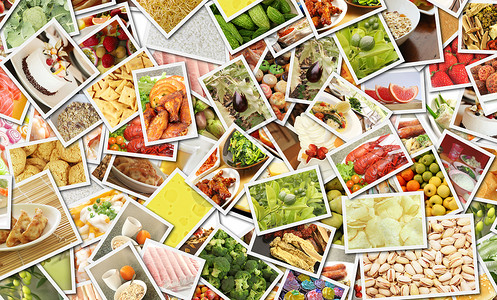 食品汇合餐饮健康概念收藏水果插图食谱蔬菜商业剪贴簿背景图片