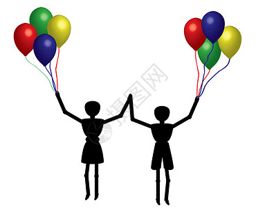 儿童玩气球女性孩子们乐趣红色蓝色派对男生生日男性绿色背景图片