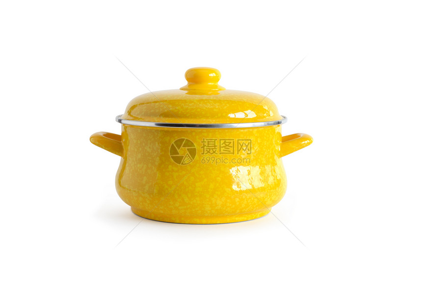 黄香炖锅对象设备沙锅厨房黄色用具烹饪饮食餐具图片
