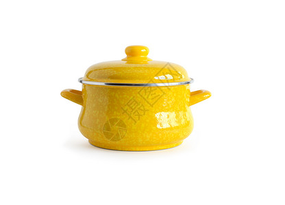 黄香炖锅对象设备沙锅厨房黄色用具烹饪饮食餐具背景图片