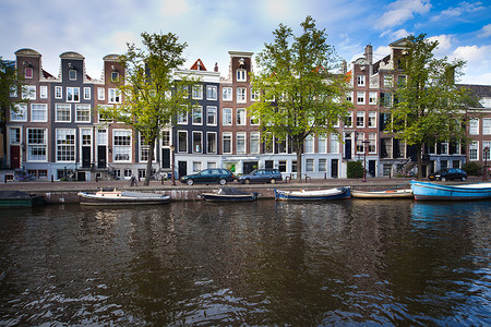 这里是阿姆斯特丹建筑学家园街道首都房子天空特丹汽车城市运河背景图片