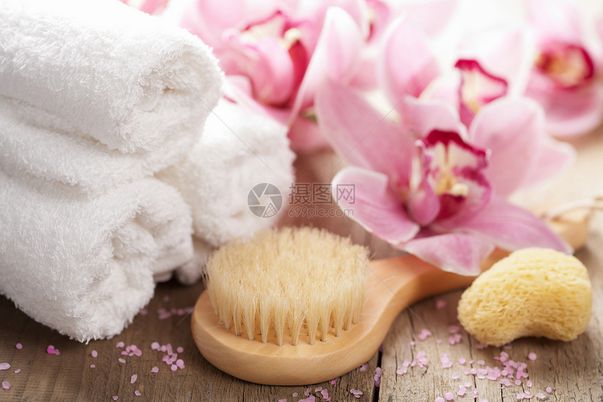 SPA和沐浴毛巾洗澡卫生刷子治疗温泉海绵风格疗法按摩图片