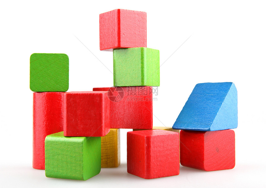 木制构件红色玩具创造力学习立方体蓝色绿色构造婴儿期黄色图片