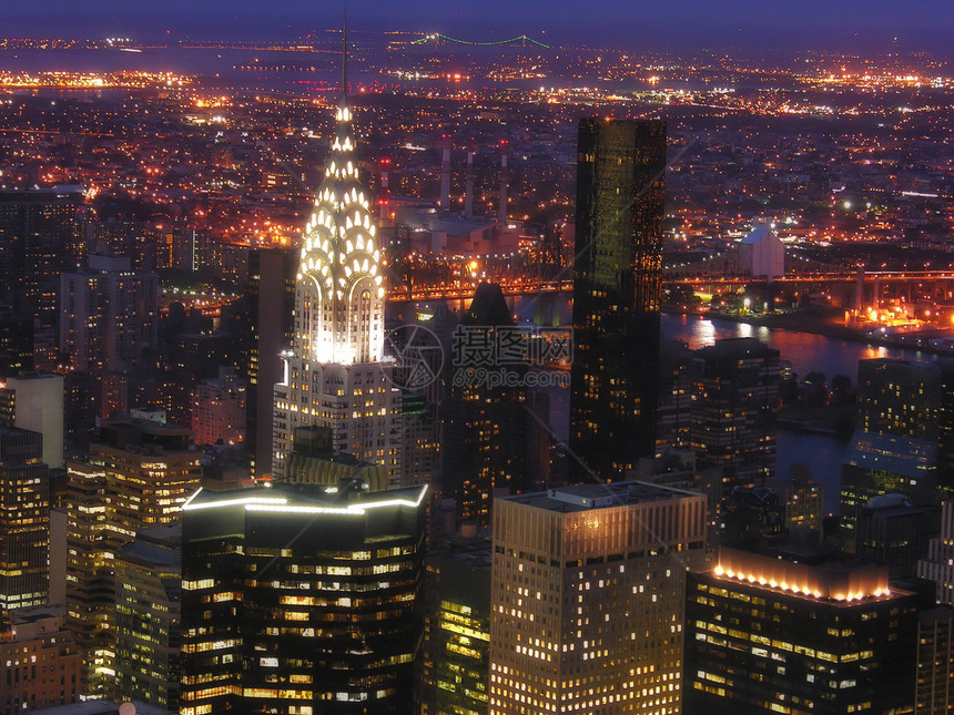 纽约市夜景之夜力量地标日出城市生活日落交通建筑物商业帝国图片