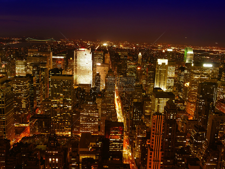 纽约市夜景之夜办公室力量景观生活城市摩天大楼天际建筑学交通街道图片