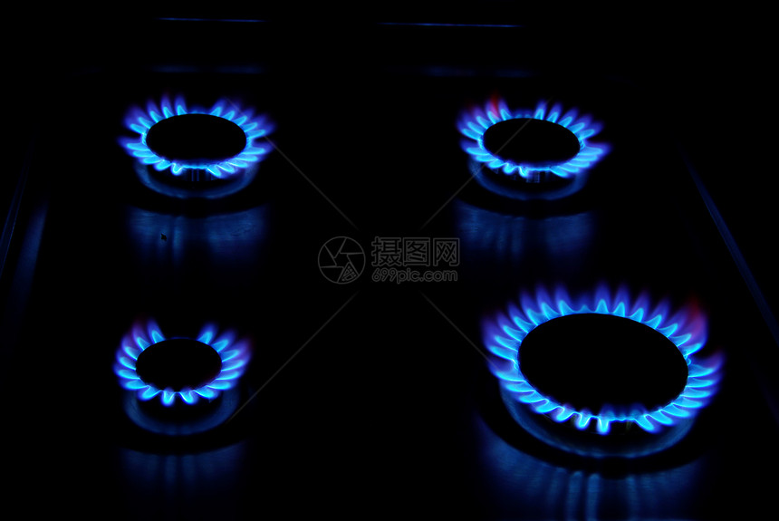 天然气气体烤箱火炉白炽活力蓝色力量燃烧厨房圆圈燃料图片