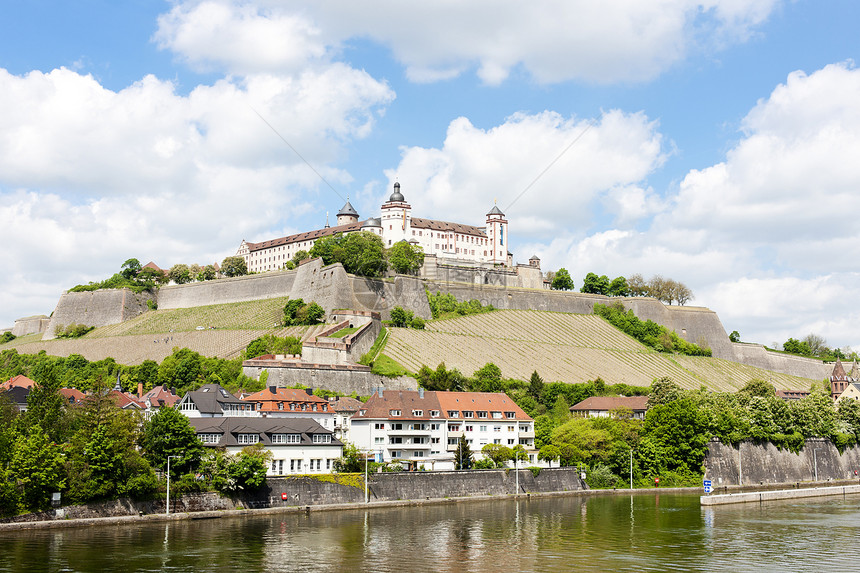 德国巴伐利亚Wurzburg建筑旅行堡垒地标主河历史景点景观外观城堡图片