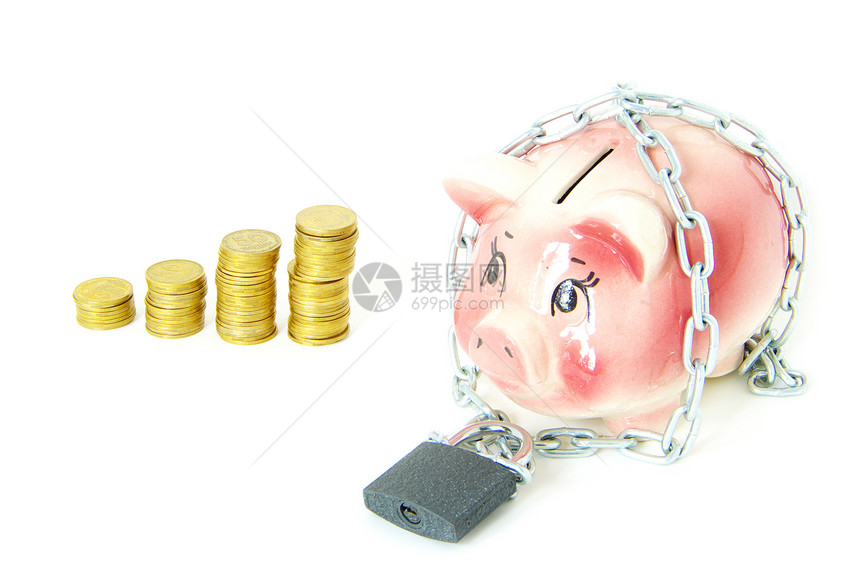 养猪银行储蓄保险节约硬币现金挂锁安全经济钱盒小猪图片