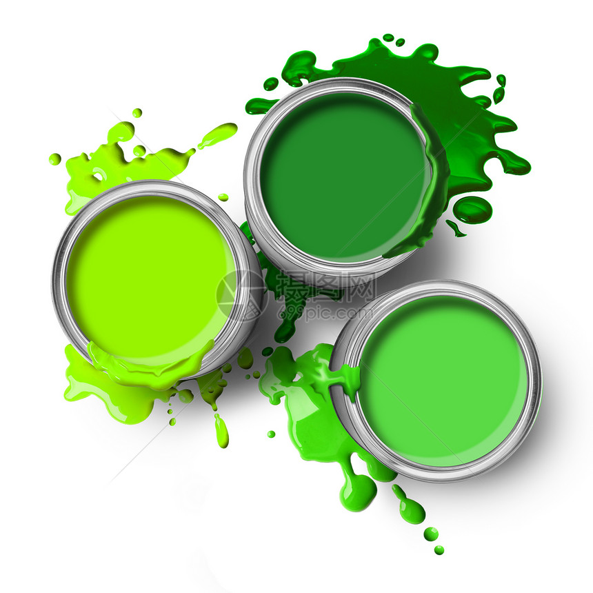 绿油漆罐喷洒图片