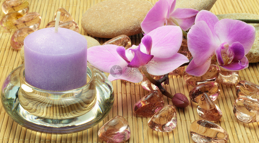 健康生活石头反射疗法洗澡毛巾蜡烛保健治疗香气岩石图片