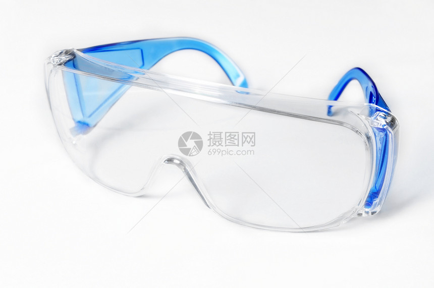 安全玻璃镜实验室塑料工作白色眼镜护目镜蓝色防护眼镜图片