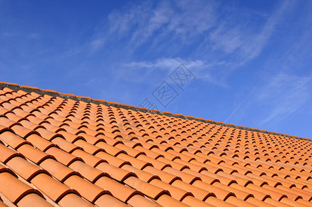 屋顶瓷砖陶瓷建造蓝色维修天空制品建筑背景图片