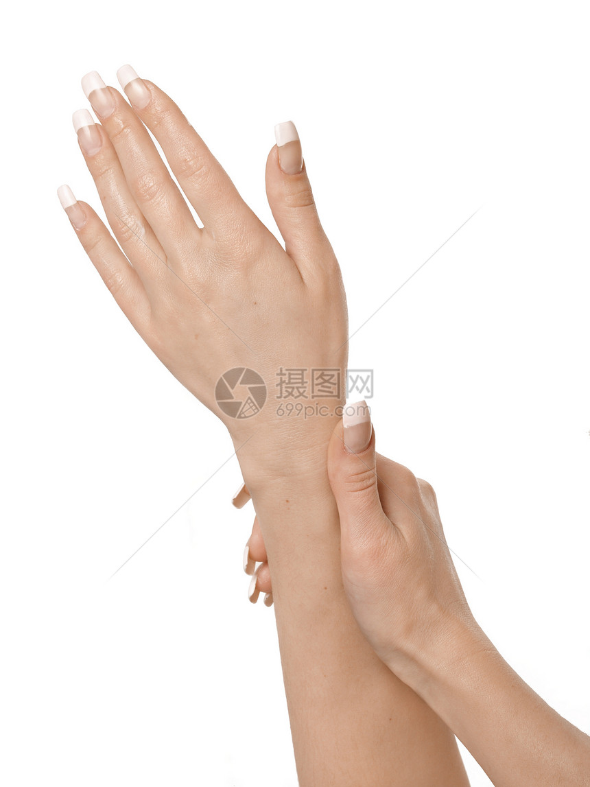 照顾女性高品质的手合页皮肤文化白色美甲女孩拇指化妆品手指杯状图片