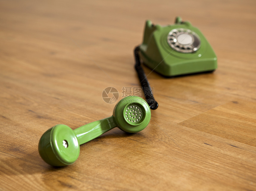绿色手机风格拨号麦克风办公室电讯数字铃声绳索复古讲话图片