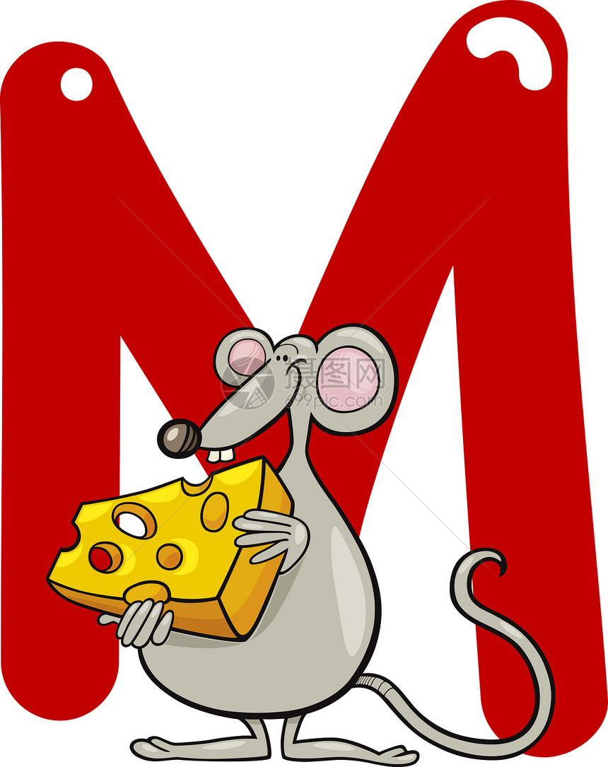 M代表鼠标学校插图底漆孩子们漫画教育学习教学班级动物图片