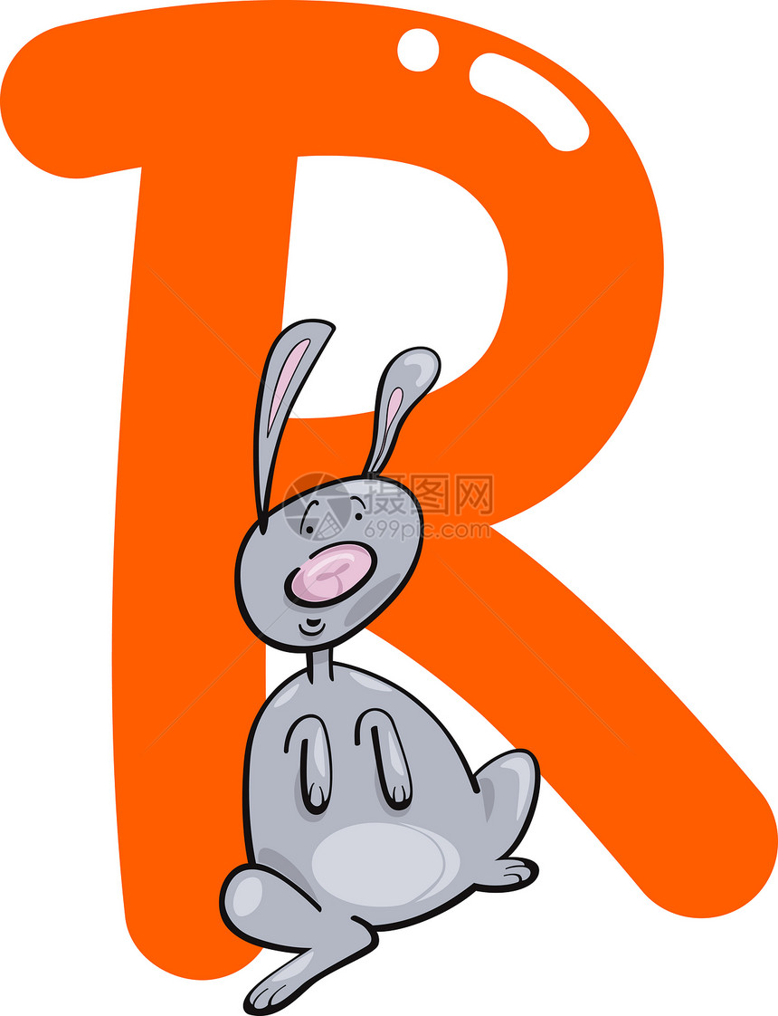 R 用于兔子教育动物群漫画卡通片插图班级学校字母游戏孩子们图片