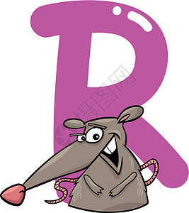 R 代表大鼠班级插图动物群漫画拼写教学公司底漆字母语言背景图片