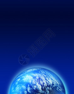 蓝色云雾行星类地世界全球轨道多云地平线地球宇宙天空黑色背景图片