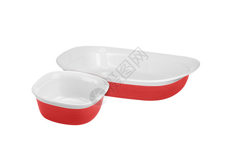 白上孤立的红碗食物寿司餐厅红色盘子白色用餐文化用具餐具背景图片