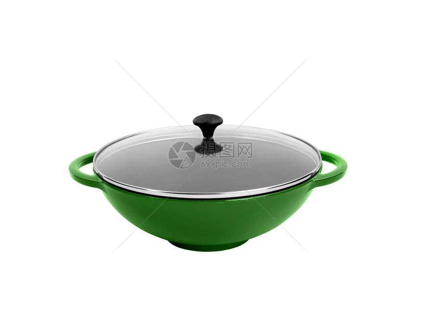 白上孤立的平盘白色食物烹饪平底锅厨房厨具盖碗灰色美食工具图片