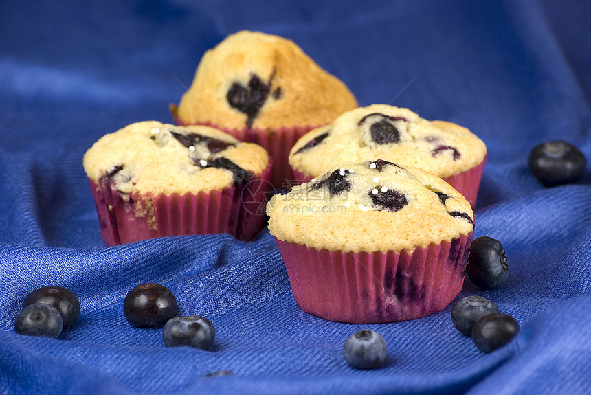 蓝莓松饼甜点面包蓝色浆果糖果水果糕点早餐小吃宏观图片