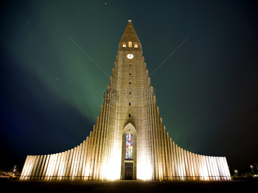 北极光旅游科学教会星星北极星天空景点建筑学极光绿色图片