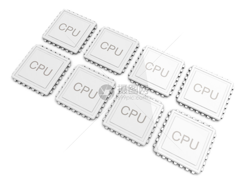 8个核心CPU技术处理器插图芯片数据白色电脑加工硬件插座图片