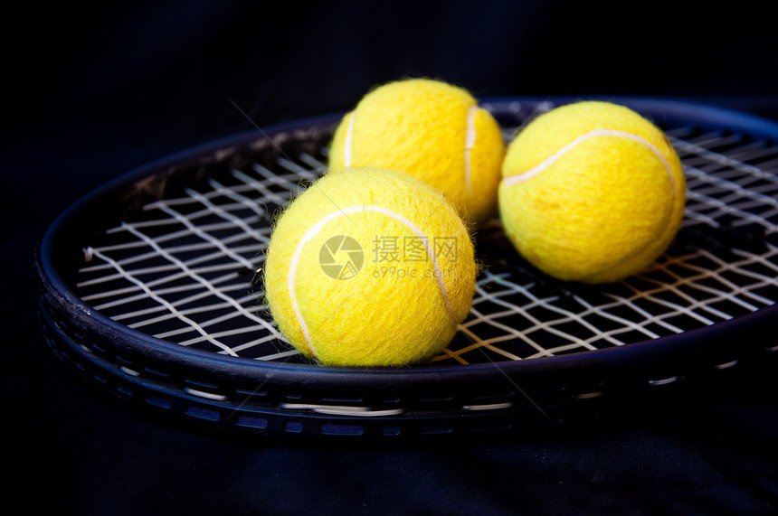 网球球拍竞赛黄色运动字符串游戏水平摄影图片