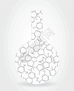 化学液体火焰瓶技术小瓶实验装饰品化学品实验性插图生物学测试烧杯插画