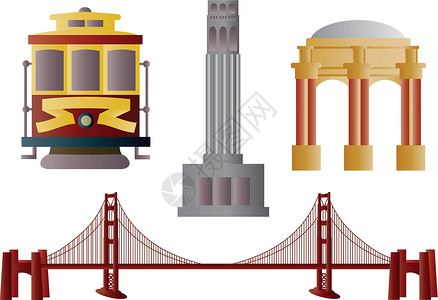 旧金山桥旧金山地界图示Name插画