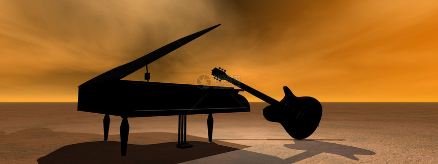 吉他和钢琴框架黑色文化音乐插图乐器钥匙床单爵士乐岩石图片