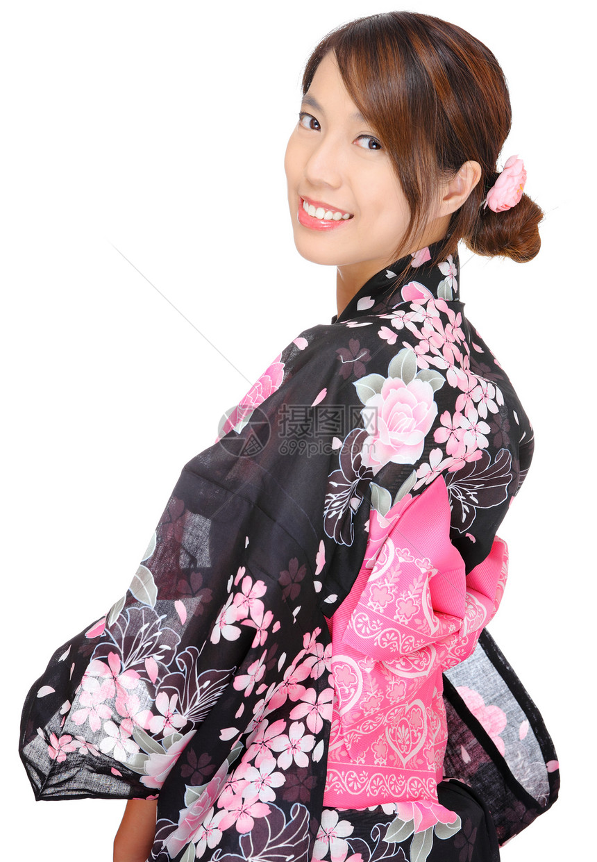 日语和西莫诺女人情调尊严蓝色工作室女性女孩传统衣服艺妓腰带图片