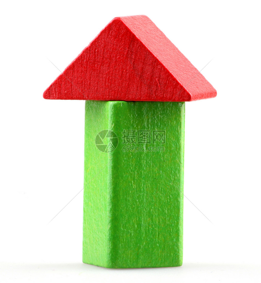 木制构件红色建筑物游戏立方体孩子们玩具建造木头蓝色构造图片