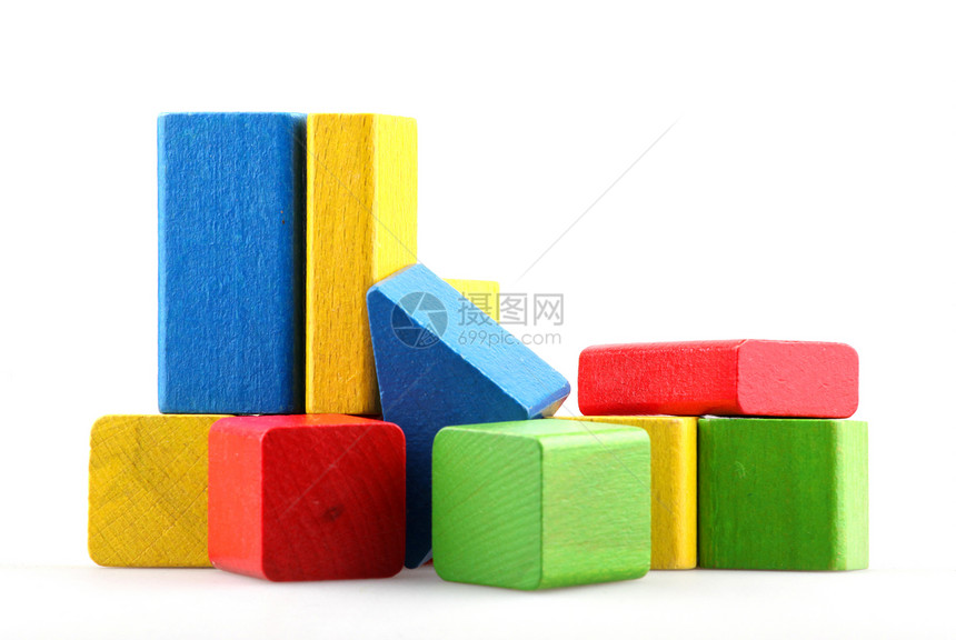 木制构件喜悦蓝色婴儿期童年孩子建造玩具积木立方体建筑物图片