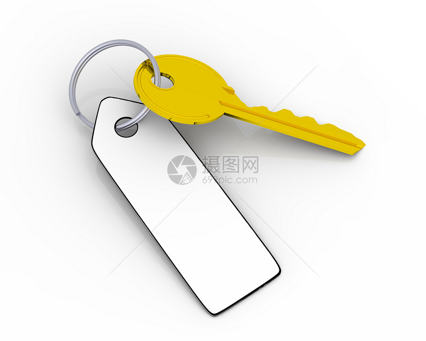 带有标签的金金金键黄色空白金子钥匙安全图片