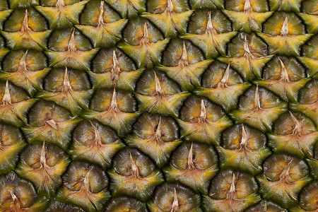 菠萝水果宏观食物剖面图水平地绿色异国黄色情调背景图片